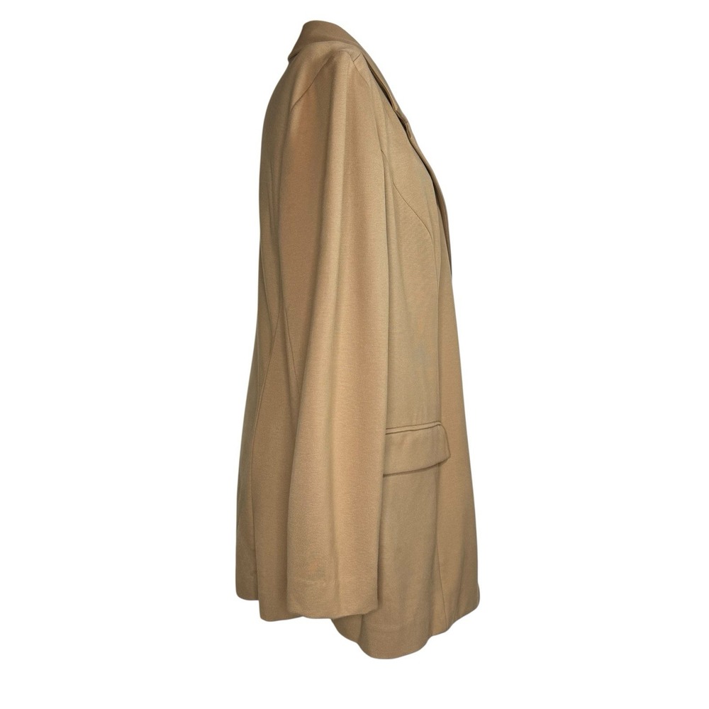 J. Jill‎ Ponte Stretch Knit Blazer Jacket Camel Tan Longline 3 Button L/XL Cozy - Picture 4 of 12